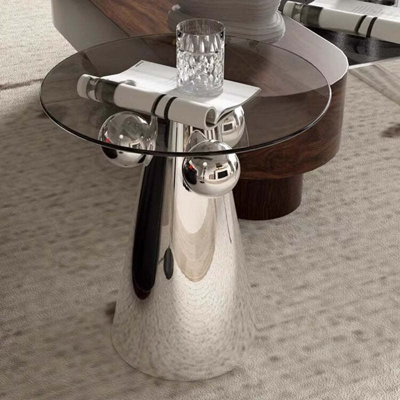 Nordic Geometric Glass Steel End Table