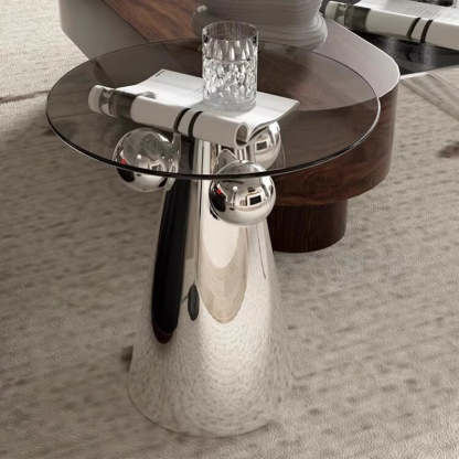 Nordic Geometric Glass Steel End Table