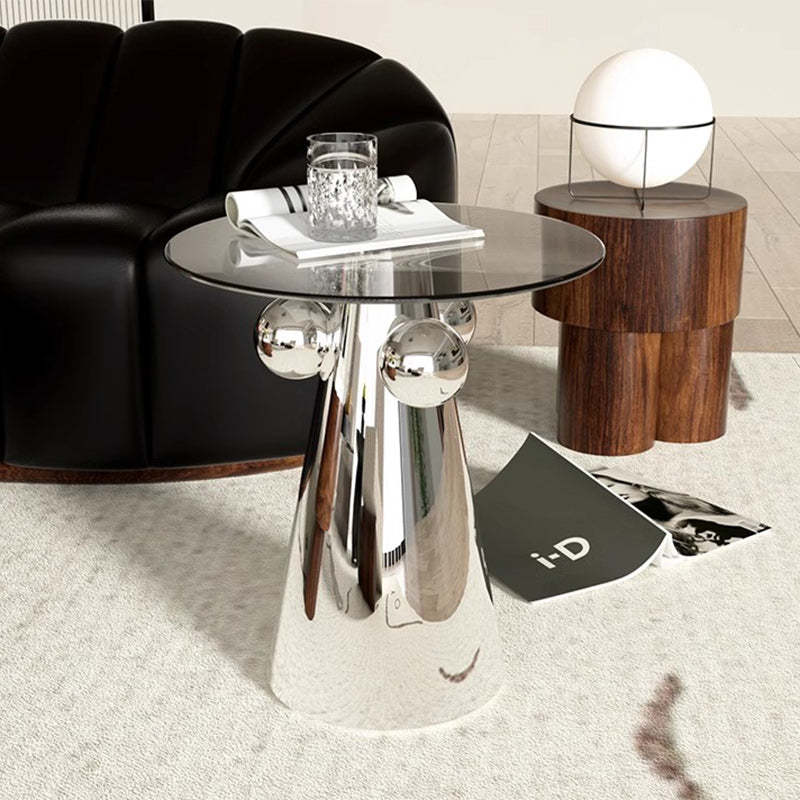 Nordic Geometric Glass Steel End Table