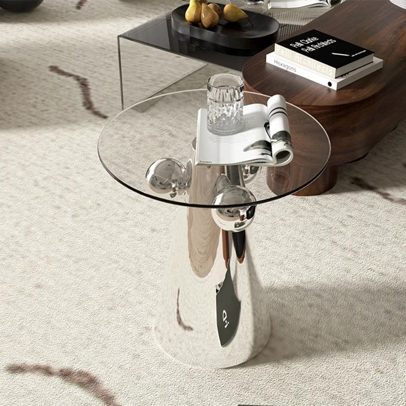 Nordic Geometric Glass Steel End Table
