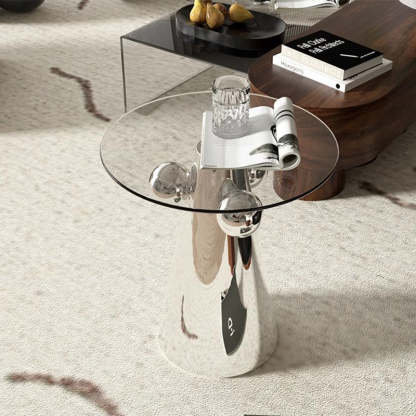 Nordic Geometric Glass Steel End Table