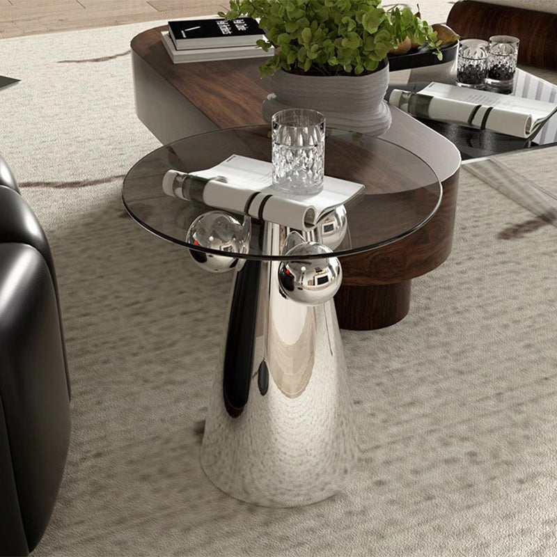 Nordic Geometric Glass Steel End Table