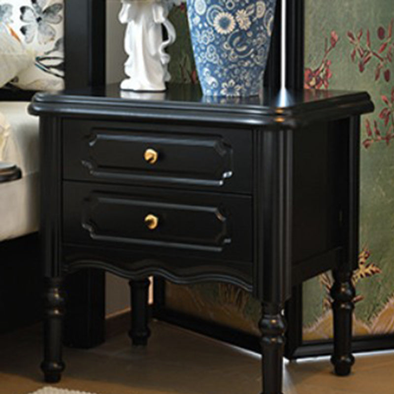 European Wood Nightstand 2-Drawer — Walnut Wood Color