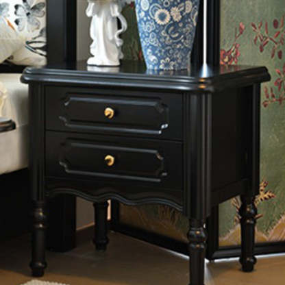 European Wood Nightstand 2-Drawer — Walnut Wood Color