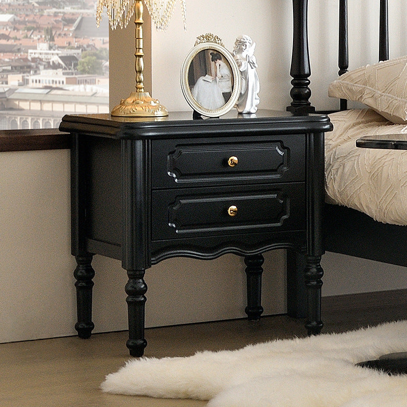European Wood Nightstand 2-Drawer