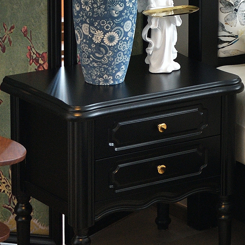 European Wood Nightstand 2-Drawer