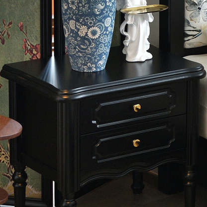 European Wood Nightstand 2-Drawer