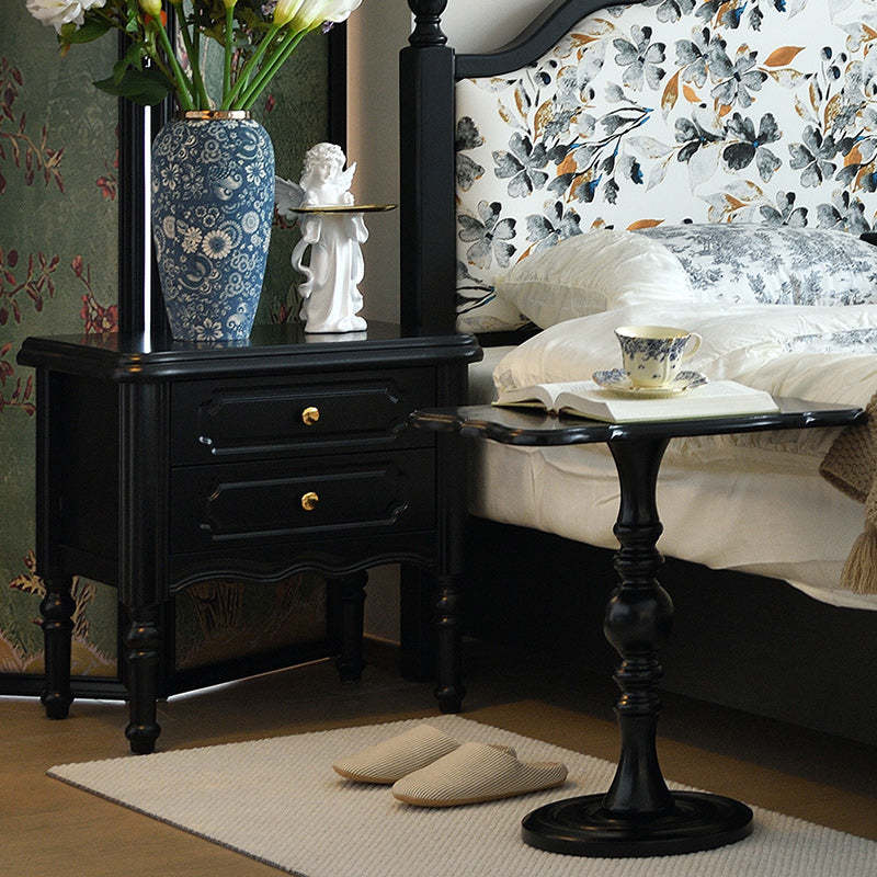 European Wood Nightstand 2-Drawer