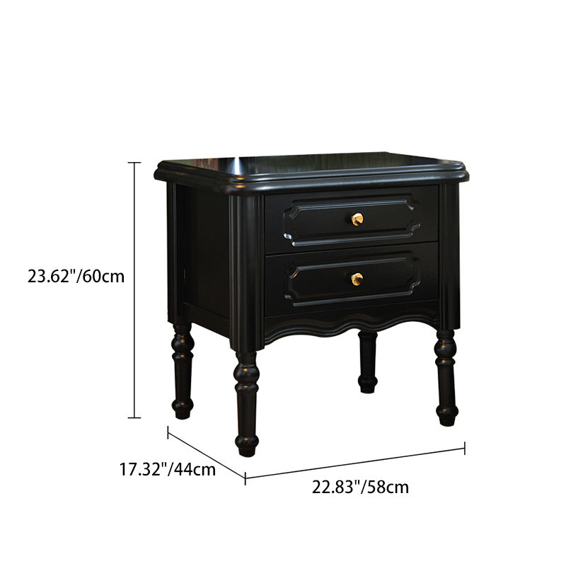 European Wood Nightstand 2-Drawer