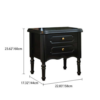 European Wood Nightstand 2-Drawer