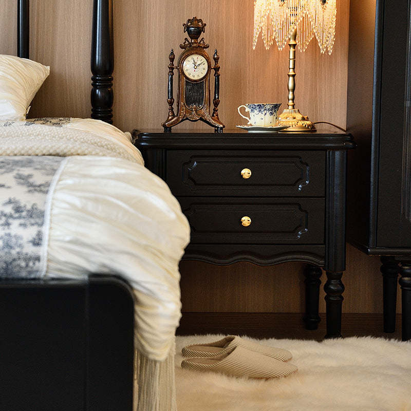 European Wood Nightstand 2-Drawer