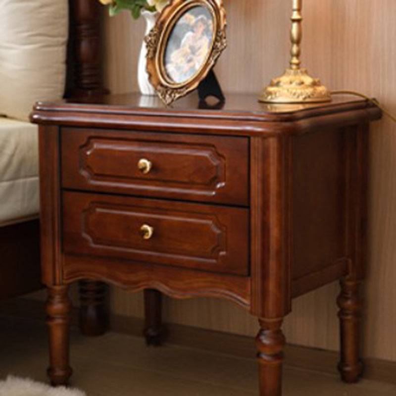 European Wood Nightstand 2-Drawer — White