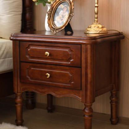 European Wood Nightstand 2-Drawer — White