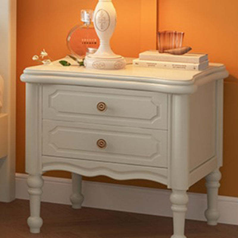 European Wood Nightstand 2-Drawer