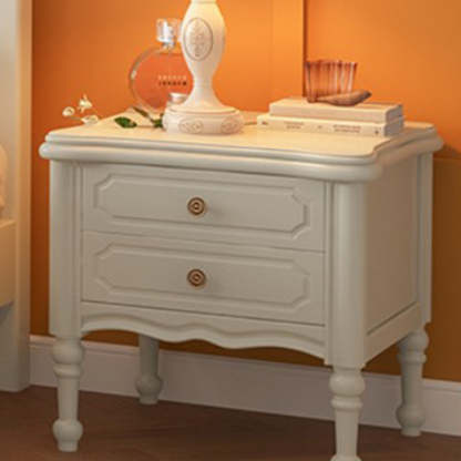 European Wood Nightstand 2-Drawer