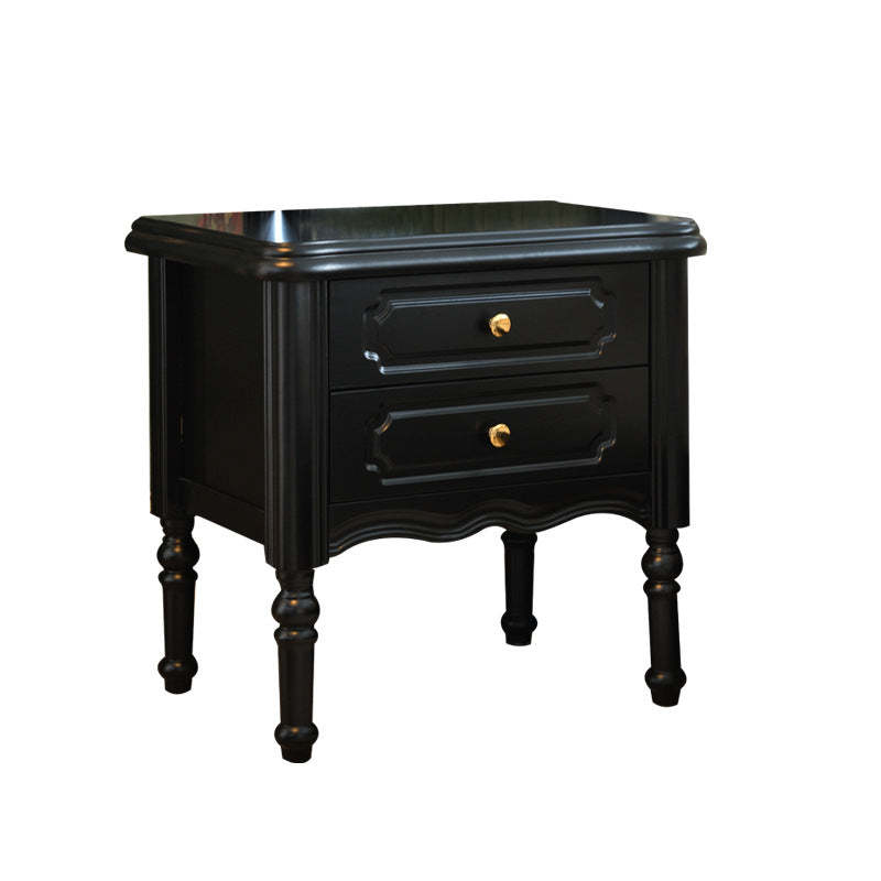 European Wood Nightstand 2-Drawer