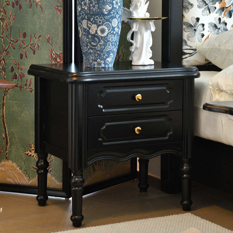 Lighom traditional 2-drawer wood nightstands — Black