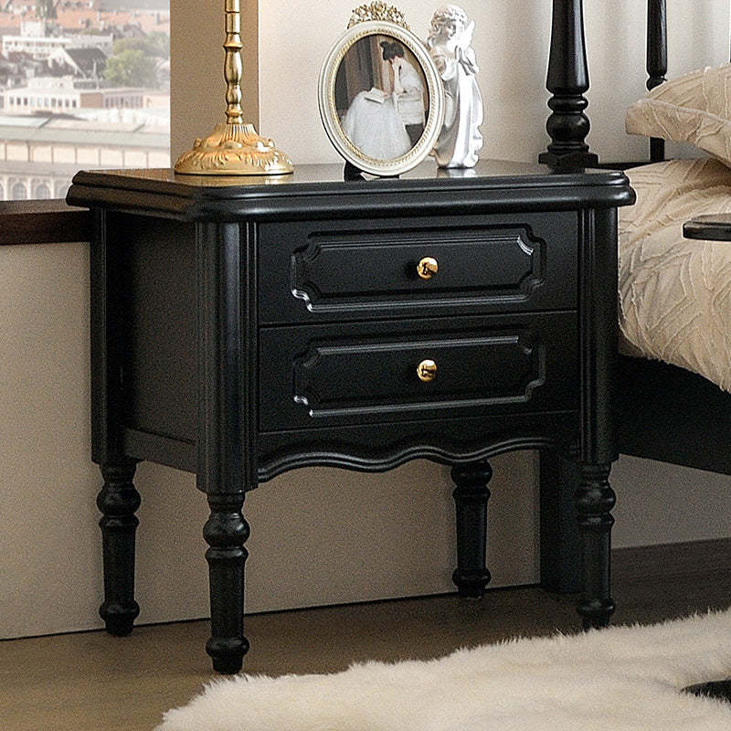 European Wood Nightstand 2-Drawer