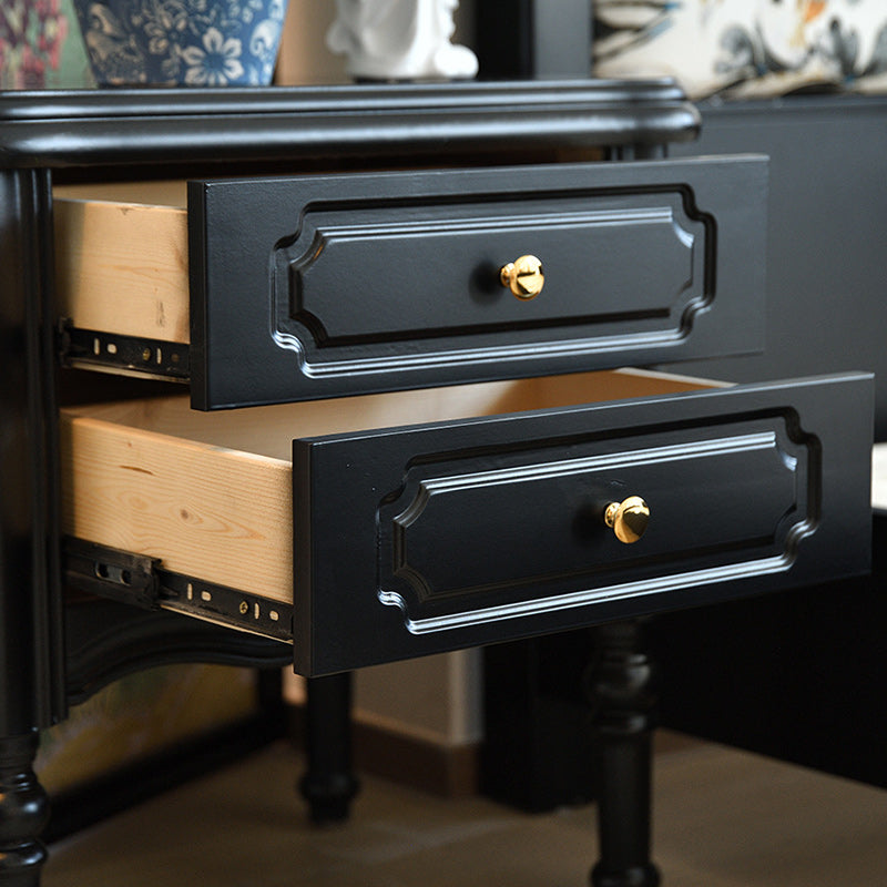 European Wood Nightstand 2-Drawer