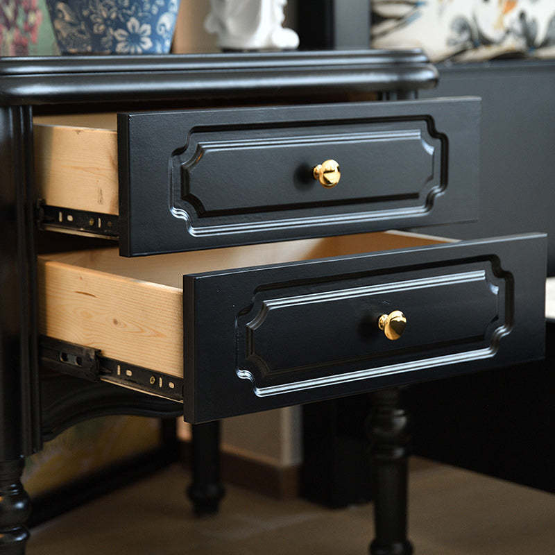 European Wood Nightstand 2-Drawer