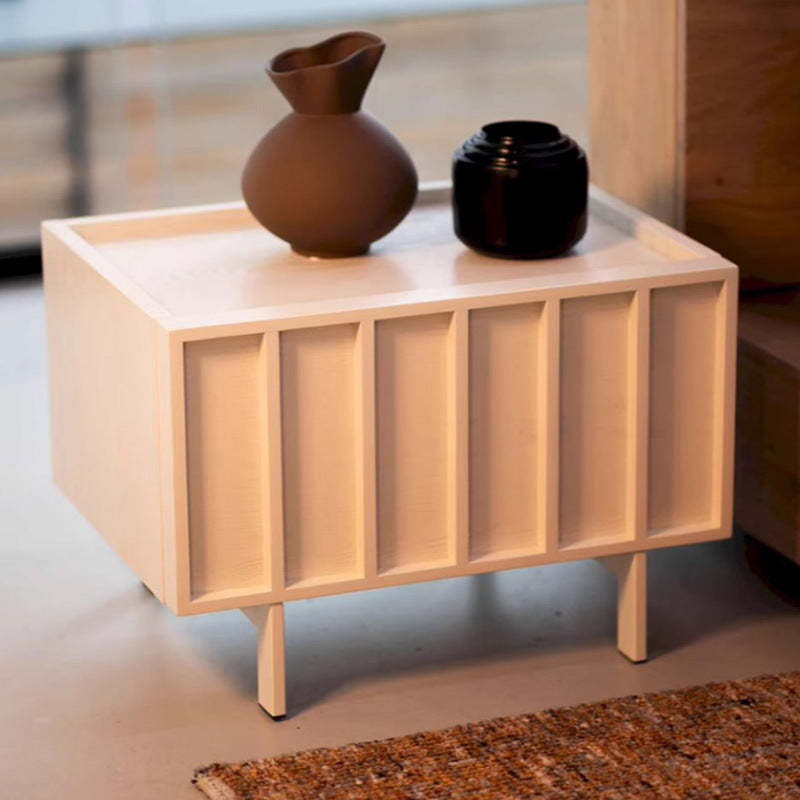 Minimalist Wood Cuboid Nightstand 1-Drawer — Black