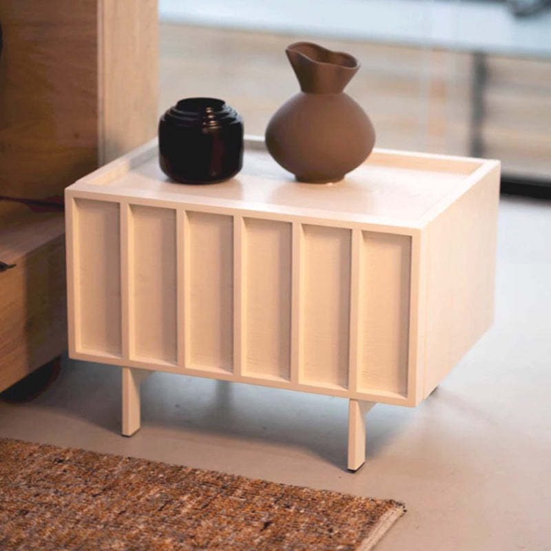 Minimalist Wood Cuboid Nightstand 1-Drawer — White