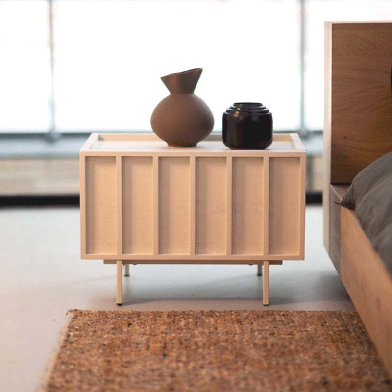 Minimalist Wood Cuboid Nightstand 1-Drawer