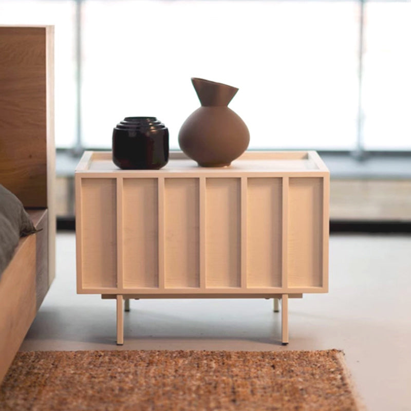 Minimalist Wood Cuboid Nightstand 1-Drawer