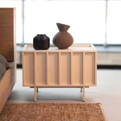 Minimalist Wood Cuboid Nightstand 1-Drawer