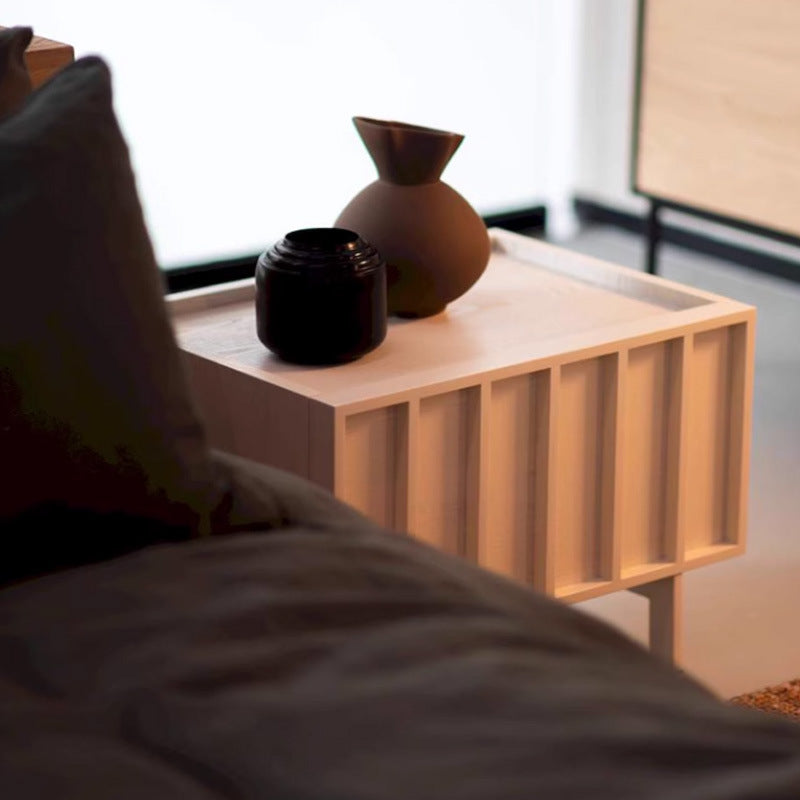Minimalist Wood Cuboid Nightstand 1-Drawer