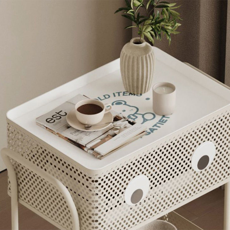 Contemporary Plastic Carbon Steel 2-Tier Rolling End Table