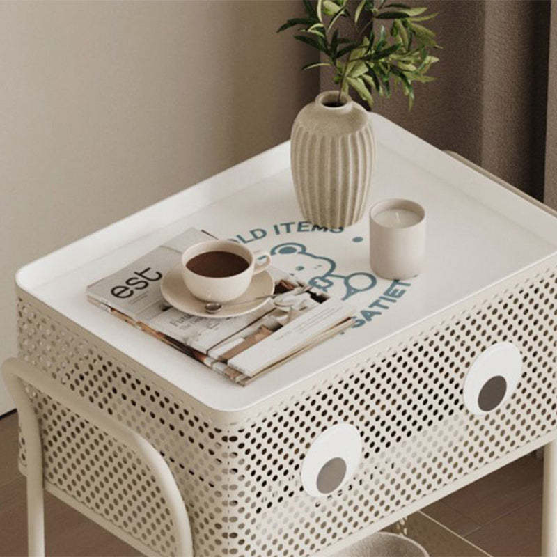 Contemporary Plastic Carbon Steel 2-Tier Rolling End Table