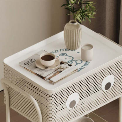 Contemporary Plastic Carbon Steel 2-Tier Rolling End Table