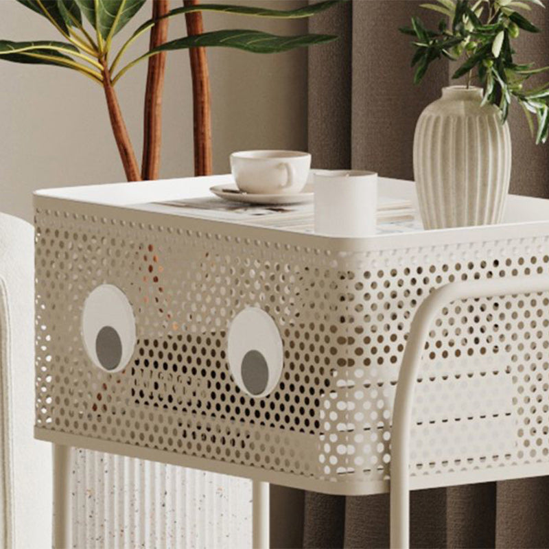 Contemporary Plastic Carbon Steel 2-Tier Rolling End Table