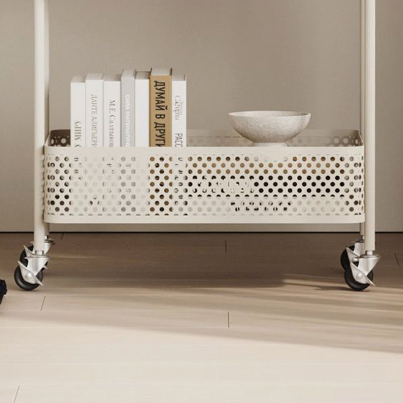 Contemporary Plastic Carbon Steel 2-Tier Rolling End Table
