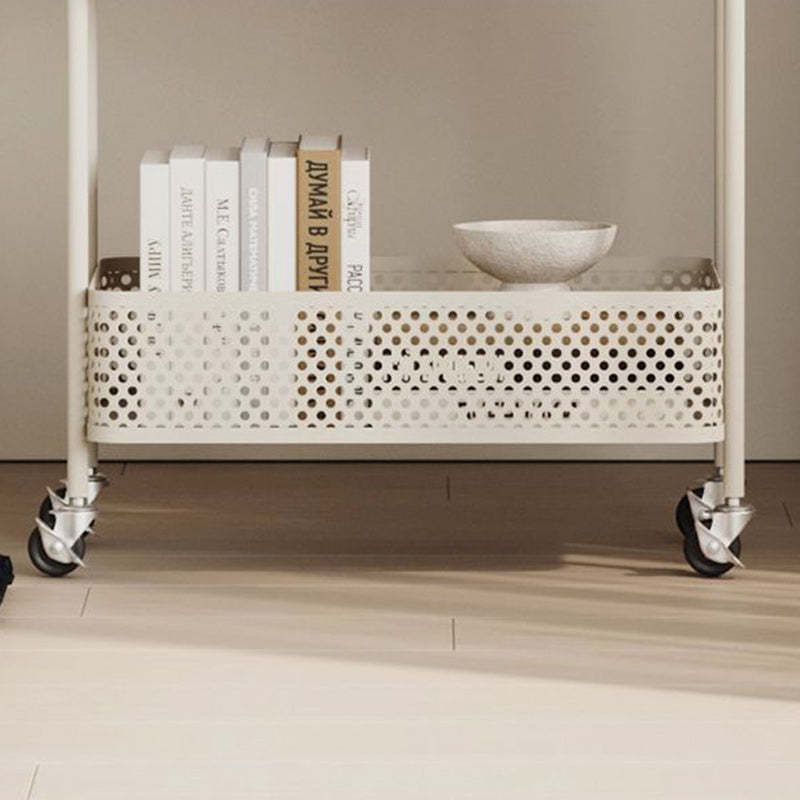 Contemporary Plastic Carbon Steel 2-Tier Rolling End Table