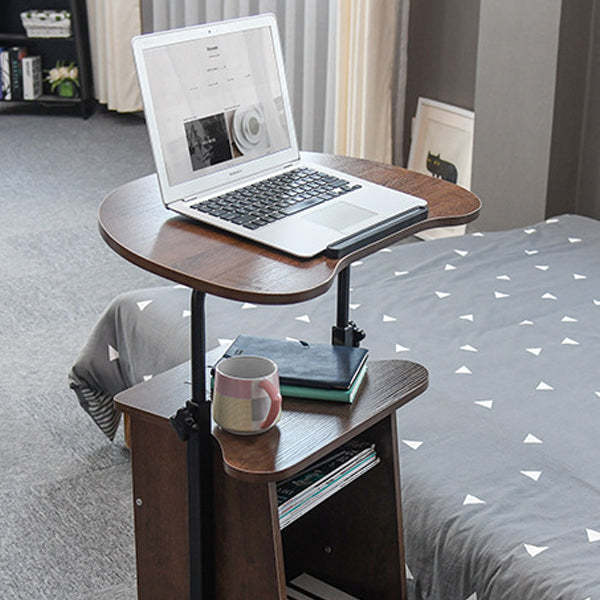 Minimalist Curved Solid Wood 2-Tier Mobile Desk