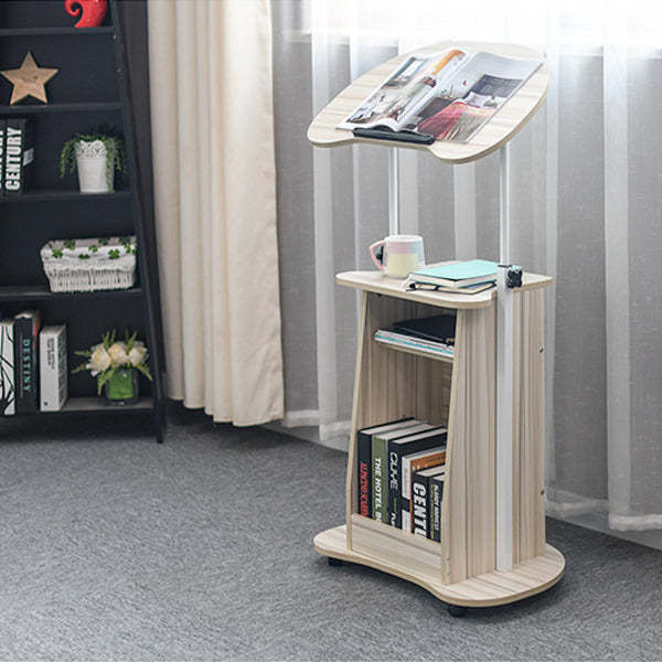 Lighom curved 2-tier wood office chairs for office — White Wood Grain