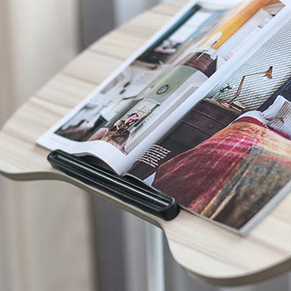 Minimalist Curved Solid Wood 2-Tier Mobile Desk