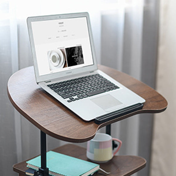 Minimalist Curved Solid Wood 2-Tier Mobile Desk