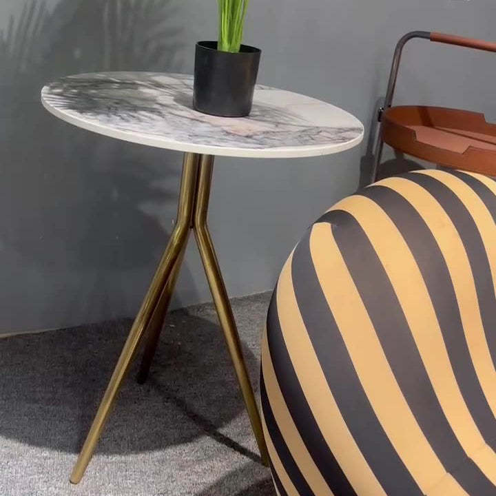 Luxury Marble Round Metal End Table