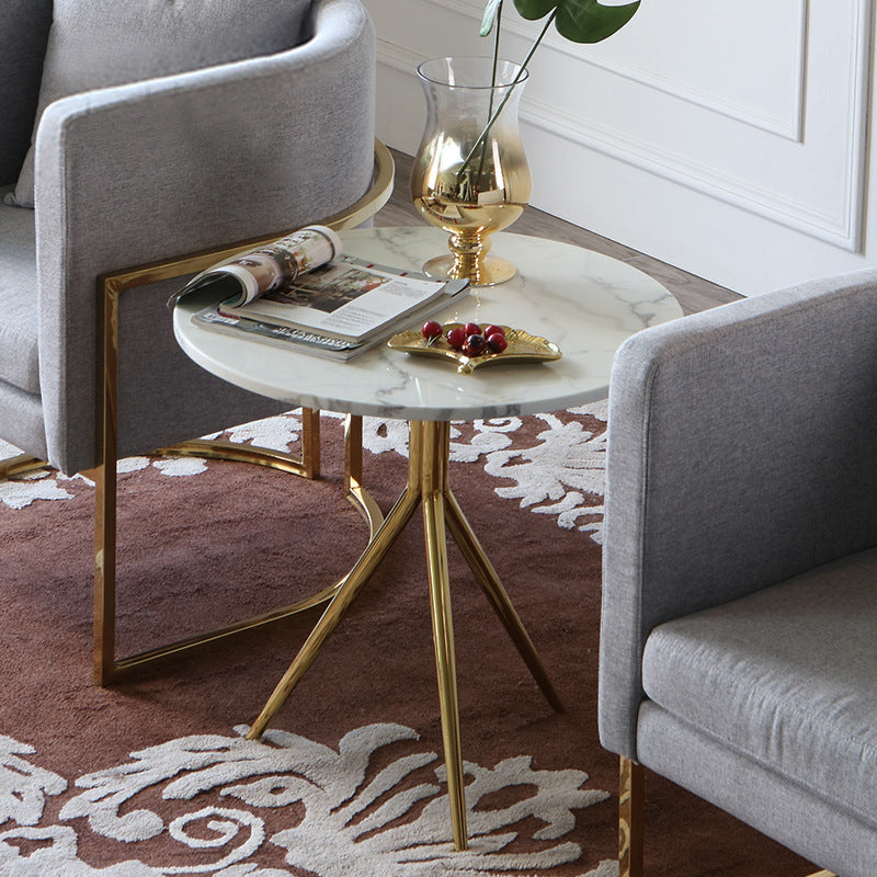 Luxury Marble Round Metal End Table