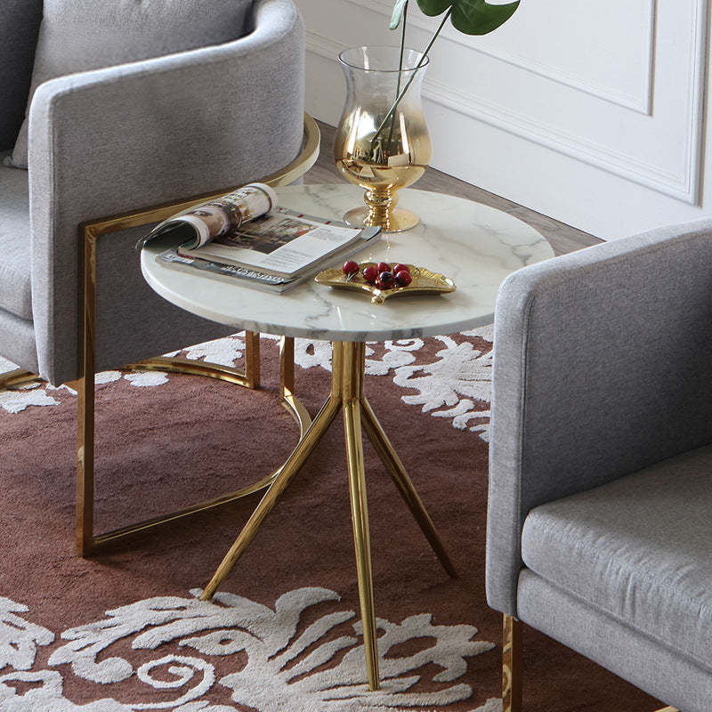 Luxury Marble Round Metal End Table