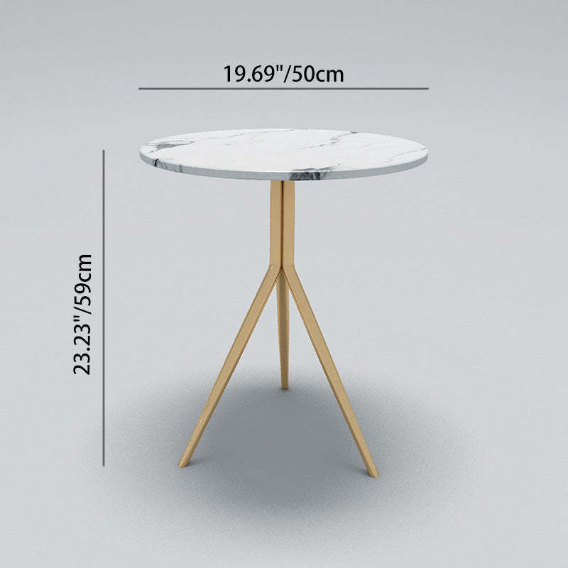 Luxury Marble Round Metal End Table