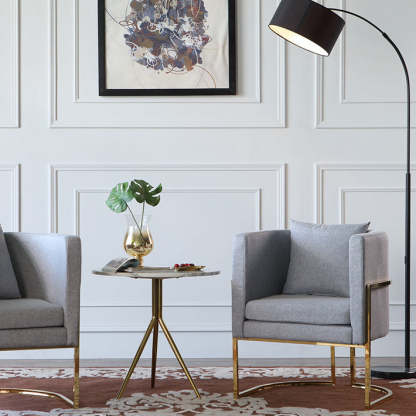 Luxury Marble Round Metal End Table
