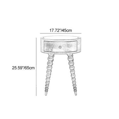 European Walnut Roman Column 1-Drawer Nightstand