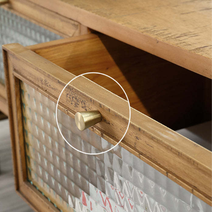 Japanese Oval Wood Metal Leg 1-Drawer Nightstand