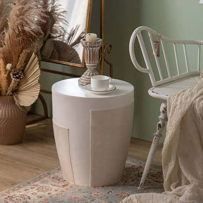 Contemporary Geometric Magnesium Oxide End Table