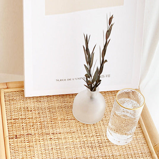 Japanese Tatami Bamboo Rattan Woven End Table
