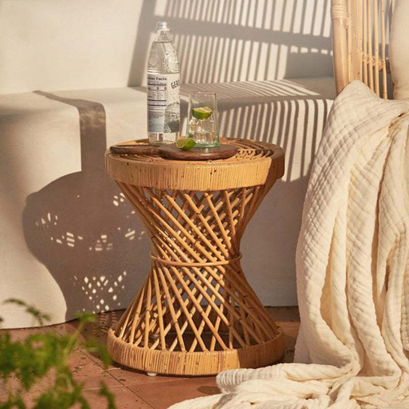 Boho Rattan Woven Hourglass Coffee Table — A - Small